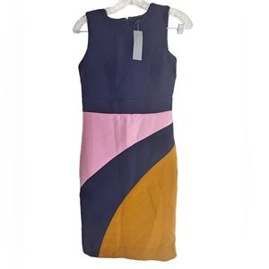 NWT ANN TAYLOR Womens Sleeveless Back  Zip Color Block Lined Midi Dress Sz 0P